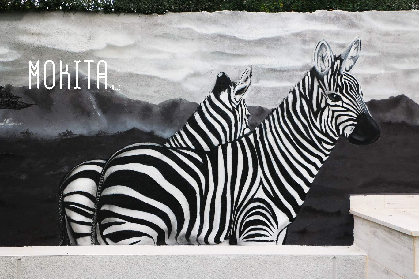 En esta imagen vemos un mural decorativo que realizamos en los muros de un cliente en Madrid